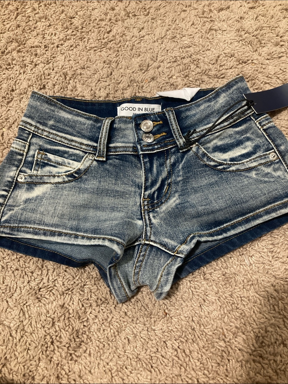Women's Faded Blue Denim Jean Shorts